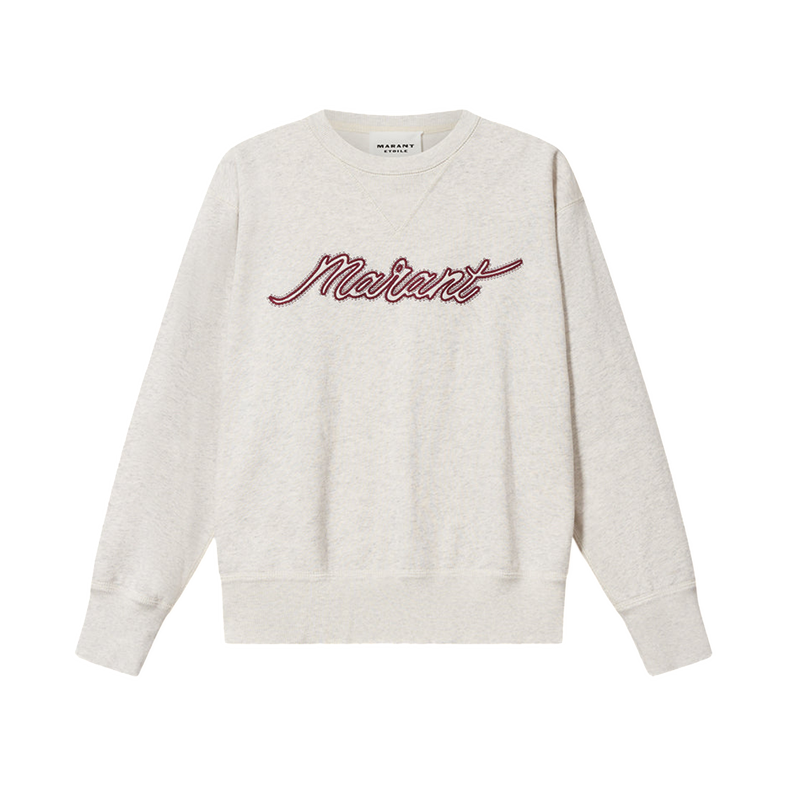 SW0061FA-D3M04E-23EC (W) Isabel Marant Rise Sweat Embroidered Cotton Fleece Sweatshirt Ecru