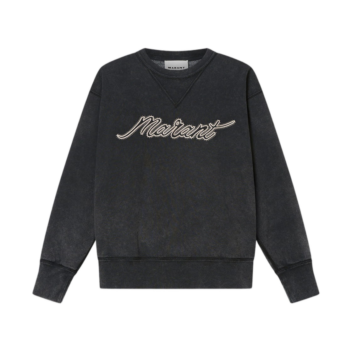 SW0061FA-D3M04E-02FK (W) Isabel Marant Rise Sweat Embroidered Cotton Fleece Sweatshirt Black