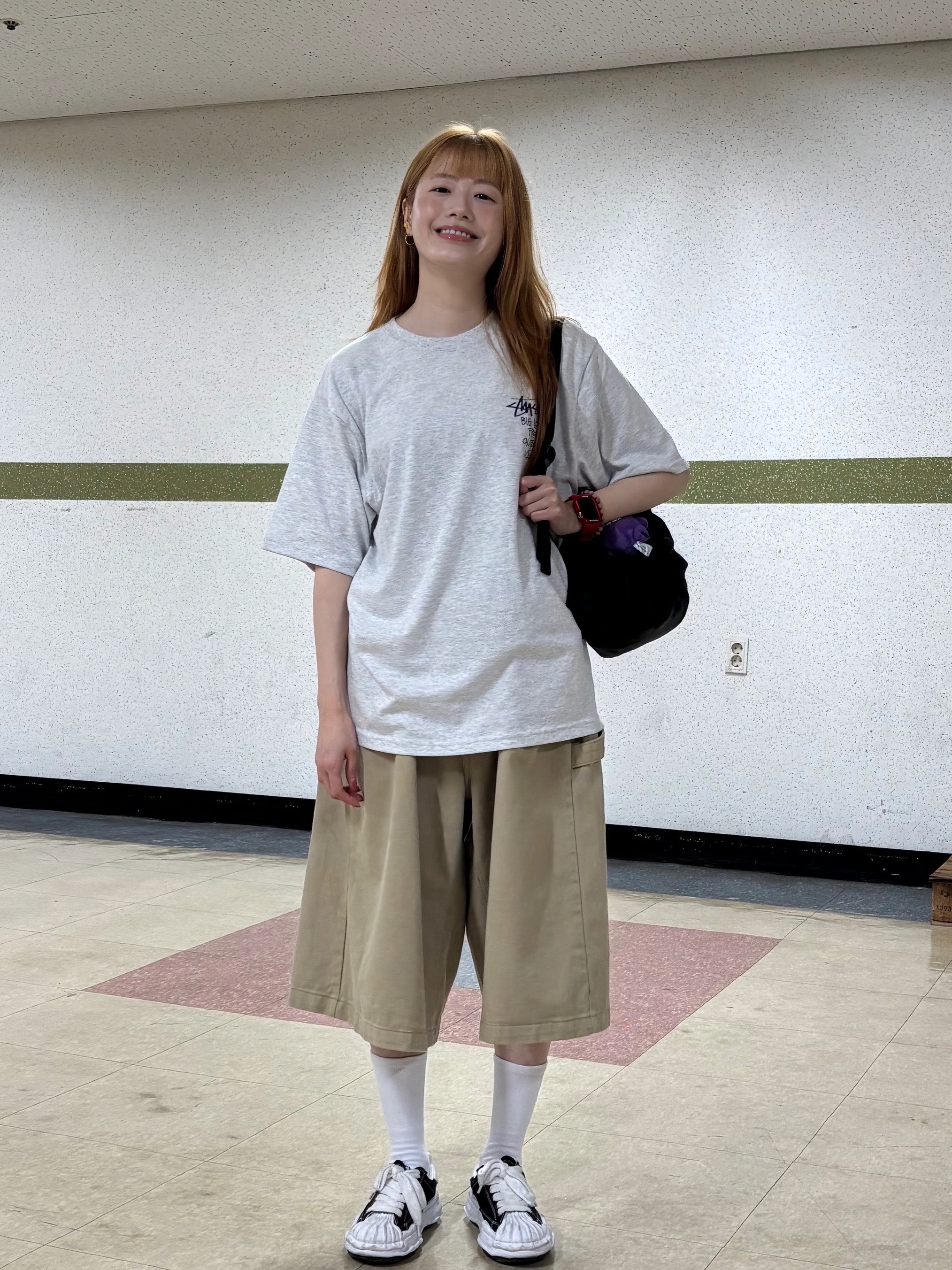 Stussy Big Love T-Shirt Ash Heather, Maison Mihara Yasuhiro Blakey OG Sole Canvas Low-top Sneakers Black White 착용 스타일 - 6