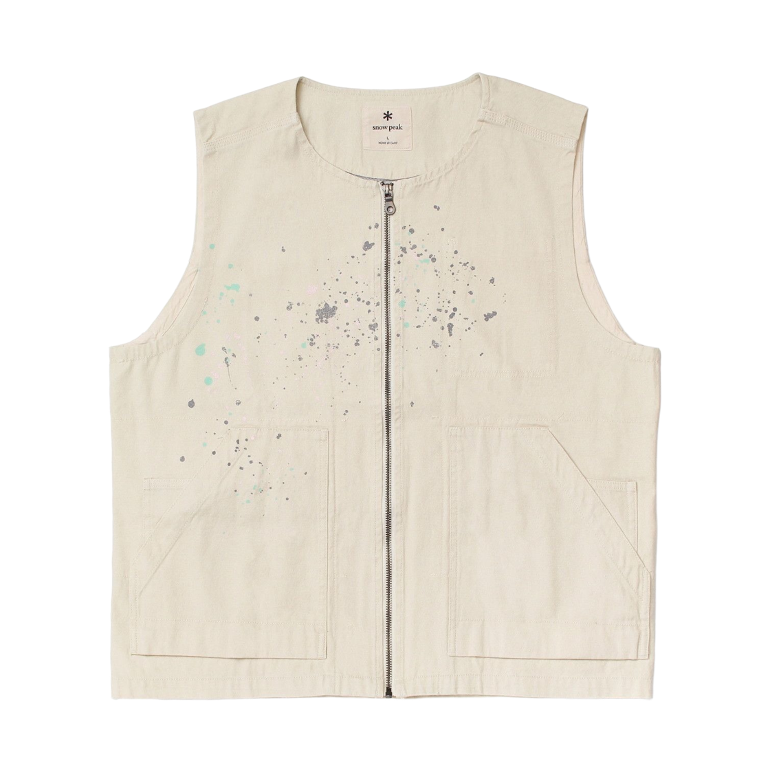 스노우 피크 설퍼 다이드 페이드 페인티드 베스트 에크루(Snow Peak Sulfur Dyed Fade Painted Vest Ecru)