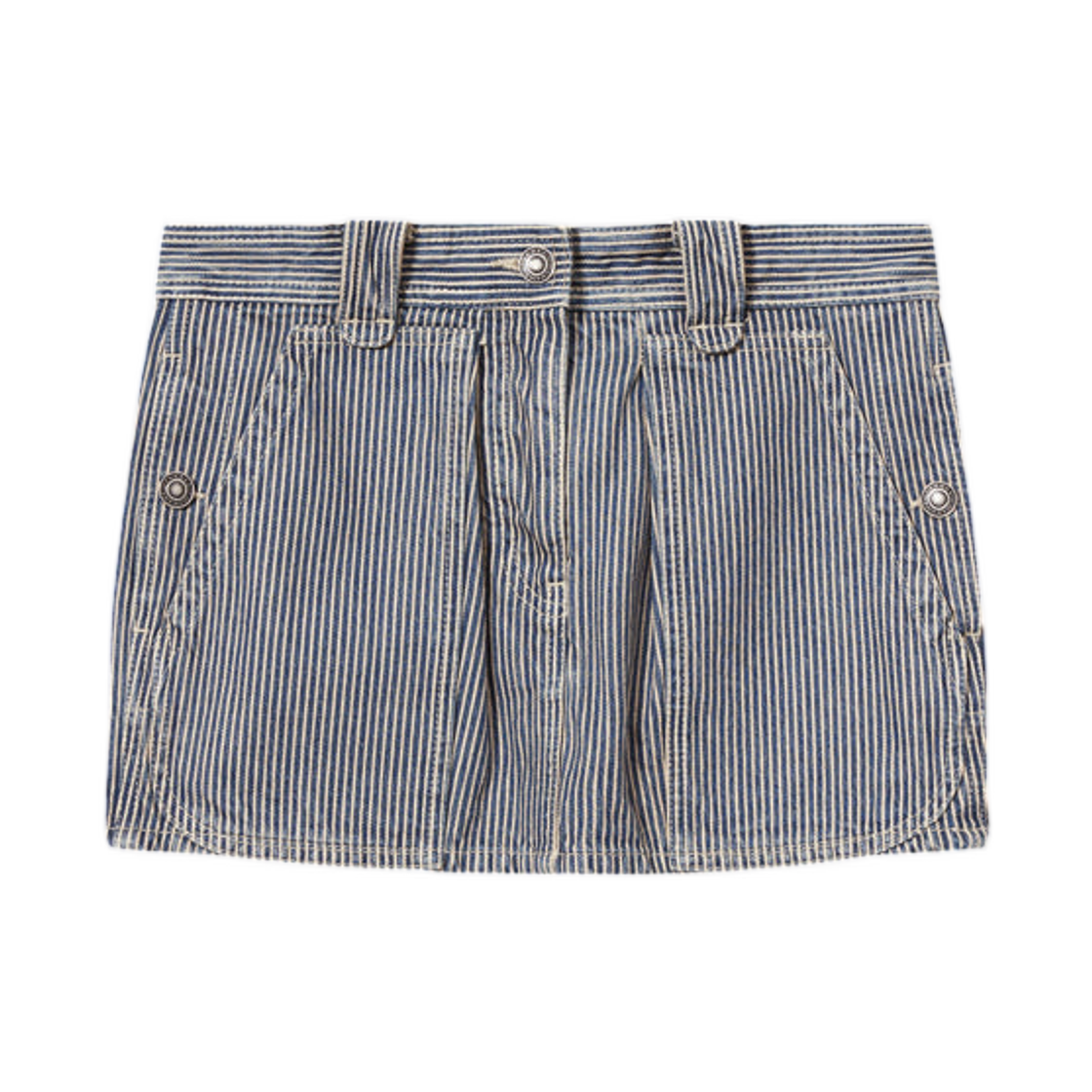 JU0506FA-D3H02E-BUWE (W) Isabel Marant Estera Hickory Striped Twill Skirt Blue White