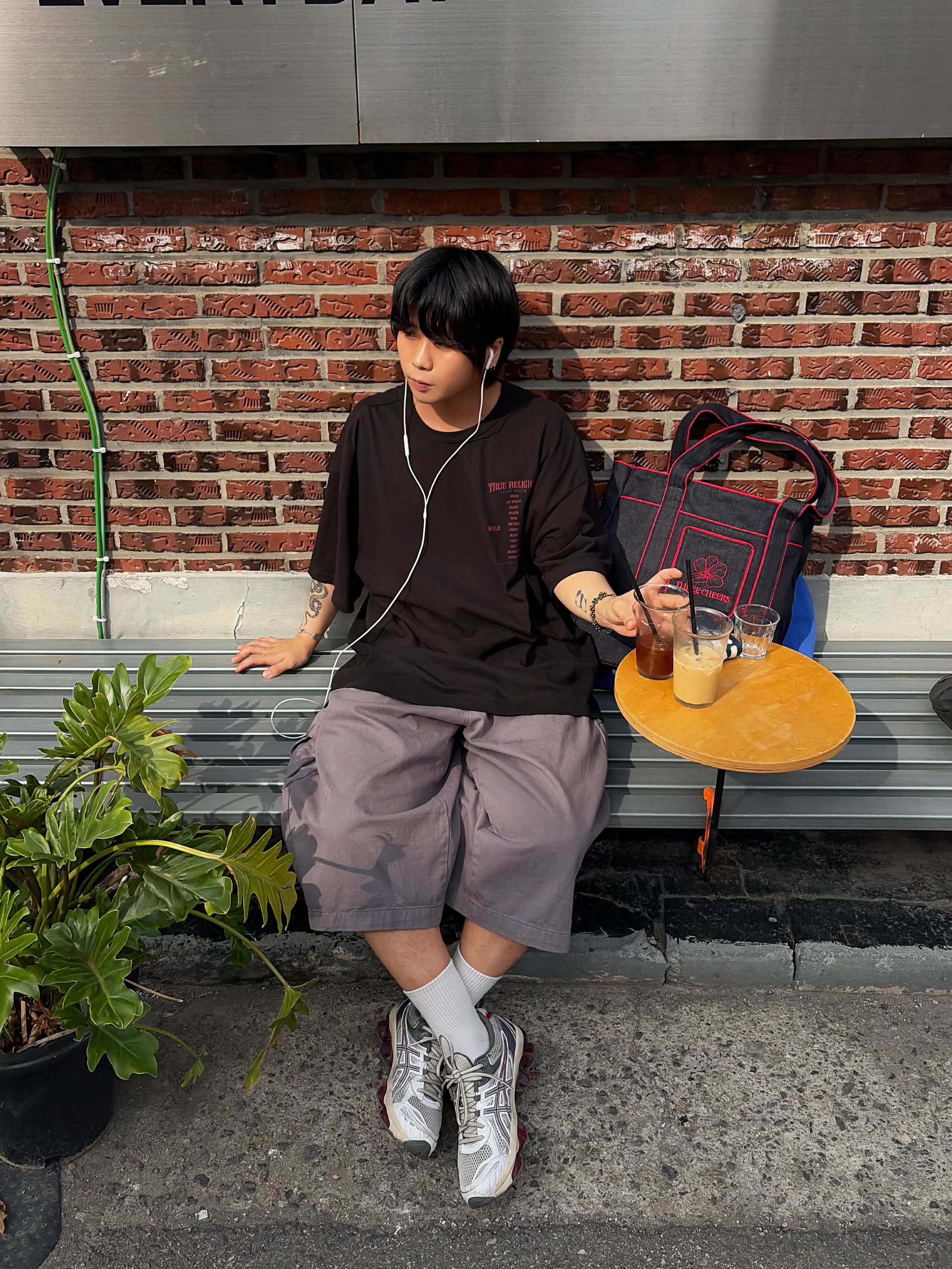 Sansan Gear Capri Pants Purple Grey - 25SS 착용 스타일 - 3