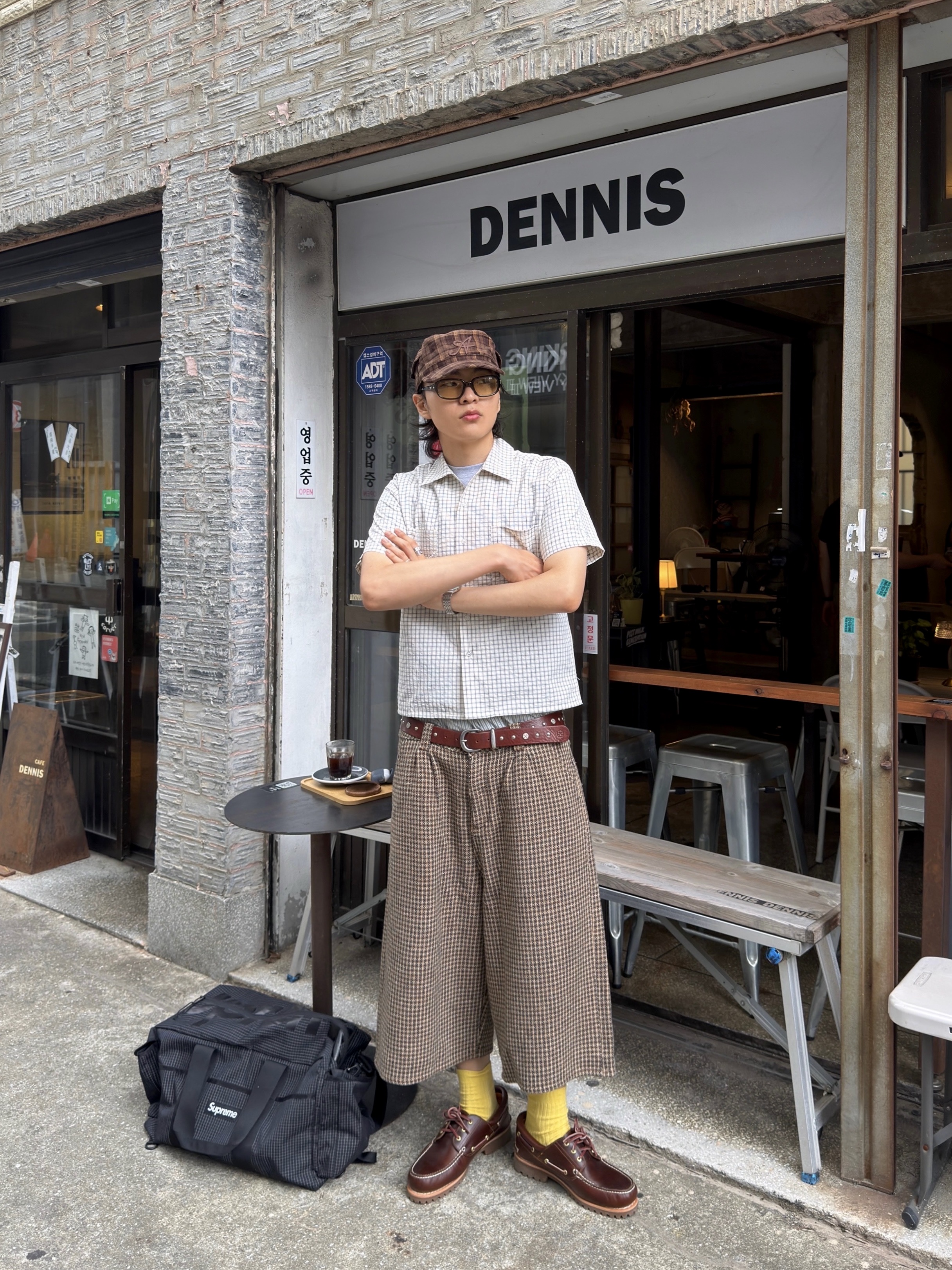 Timberland Classic 3-Eye Boat Shoes Brown - Wide, Supreme Duffle Bag Black - 24SS 착용 스타일 - 2