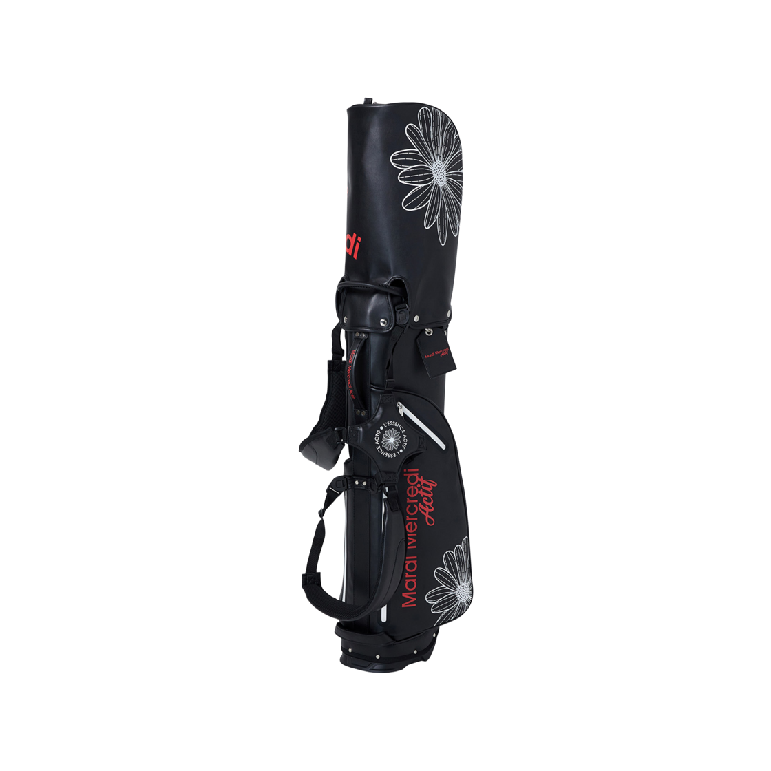 마르디 메크르디 올 오버 플라워 프린티드 골프백 블랙 레드(Mardi Mercredi All Over Flower Printed Golf Bag Black Red)