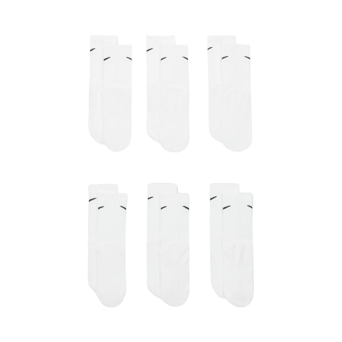 SX6910-100 (Kids) Nike Everyday Cushion Crew Socks White Black (6 Pack/Korean Ver.)