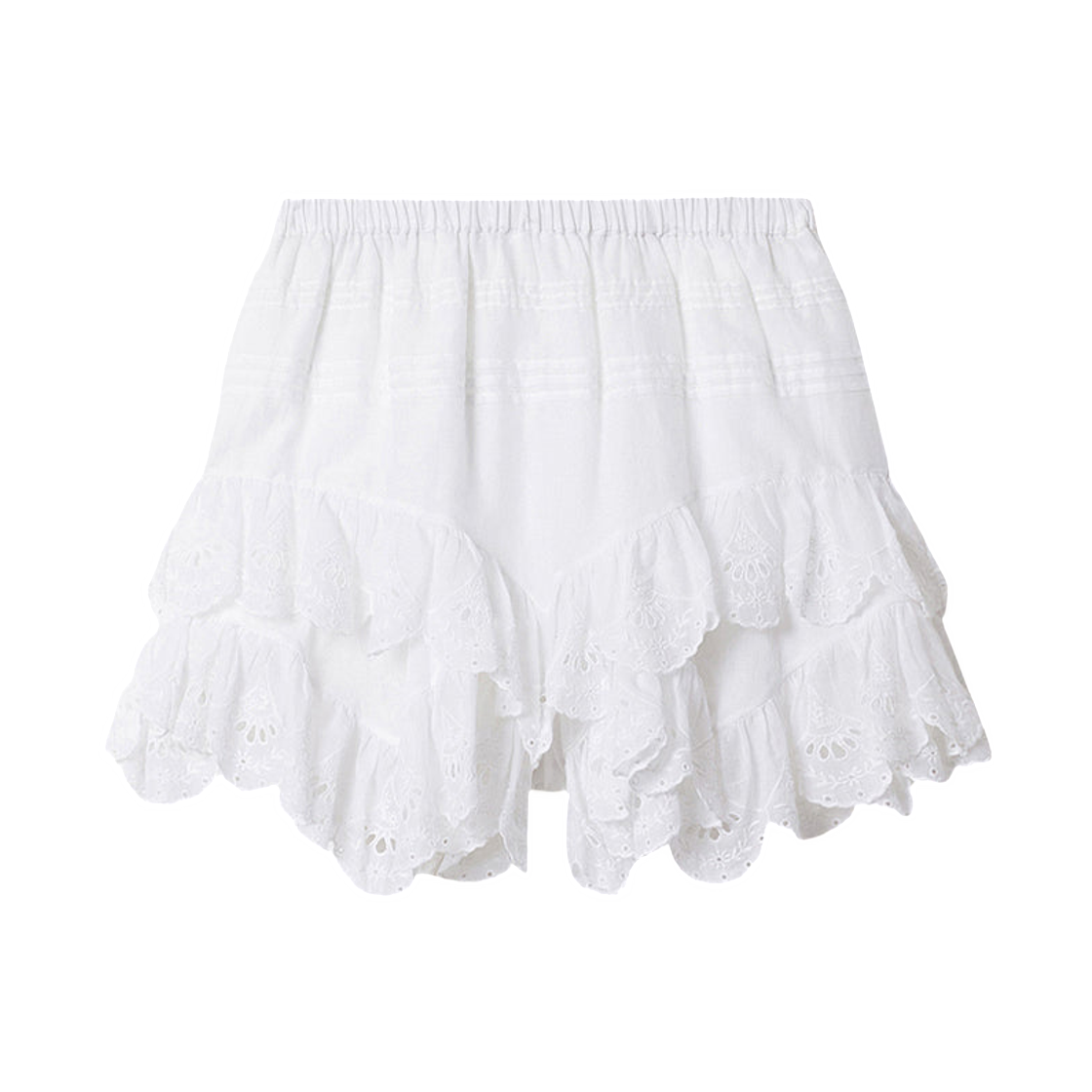 SH0021FE-D1J05E-20WH (W) Isabel Marant Jocadia Cotton and Floral Lace Shorts White