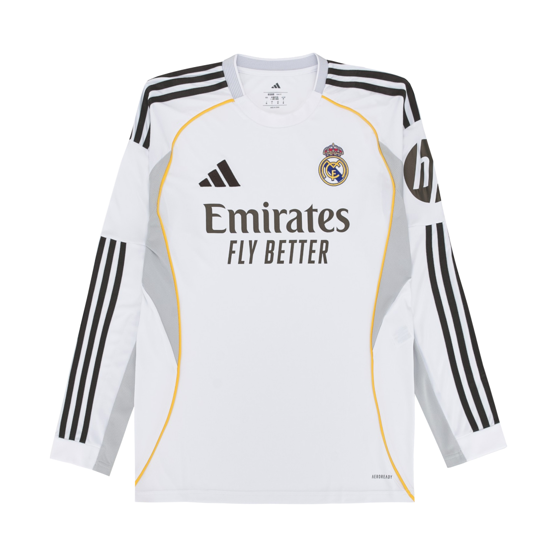 아디다스 레알 마드리드 2025/26 홈 롱슬리브 저지 화이트 - KR 사이즈 (논 마킹 버전)(Adidas Real Madrid 2025/26 Home Long Sleeve Jersey White - KR Sizing (Non Marking Ver.))