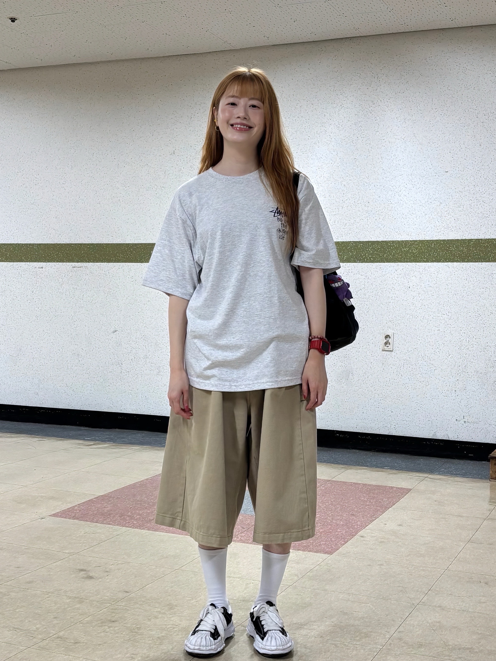 Stussy Big Love T-Shirt Ash Heather, Maison Mihara Yasuhiro Blakey OG Sole Canvas Low-top Sneakers Black White 착용 스타일 - 7