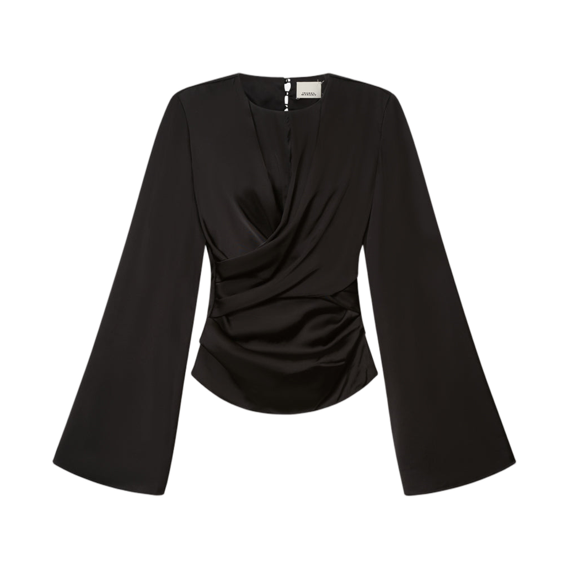 HT0894FA-D3J13I-01BK (W) Isabel Marant Neame Draped Satin Blouse Top Black