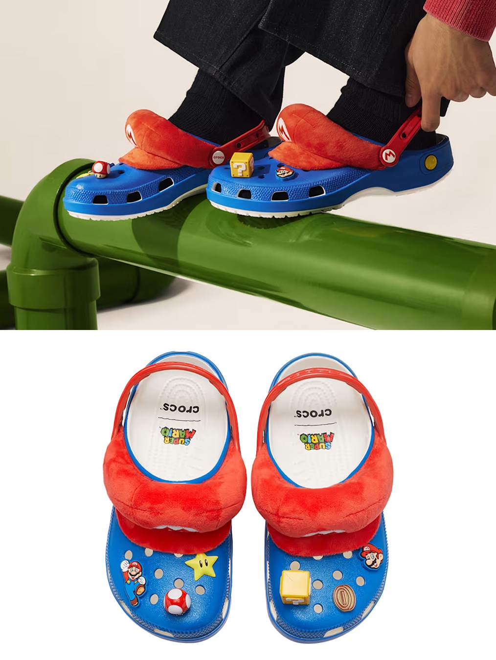 Crocs x Super Mario Bros Mario Classic Clog Multi, Crocs x Super Mario Bros Yoshi Classic Clog Multi 착용 스타일 - 2