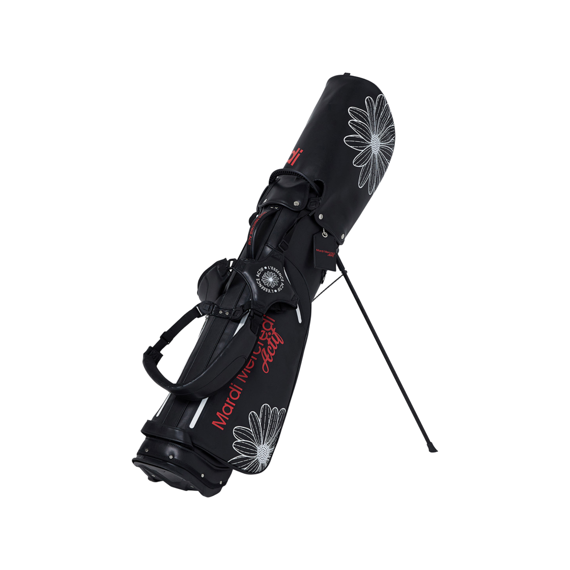 마르디 메크르디 올 오버 플라워 프린티드 골프백 블랙 레드(Mardi Mercredi All Over Flower Printed Golf Bag Black Red) - 2