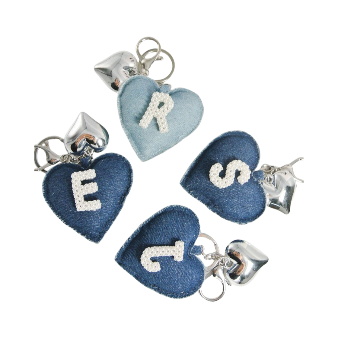 오브제213 하트 데님 &이니셜 키링(OBJET213 Heart denim & Initial keyring) - 1