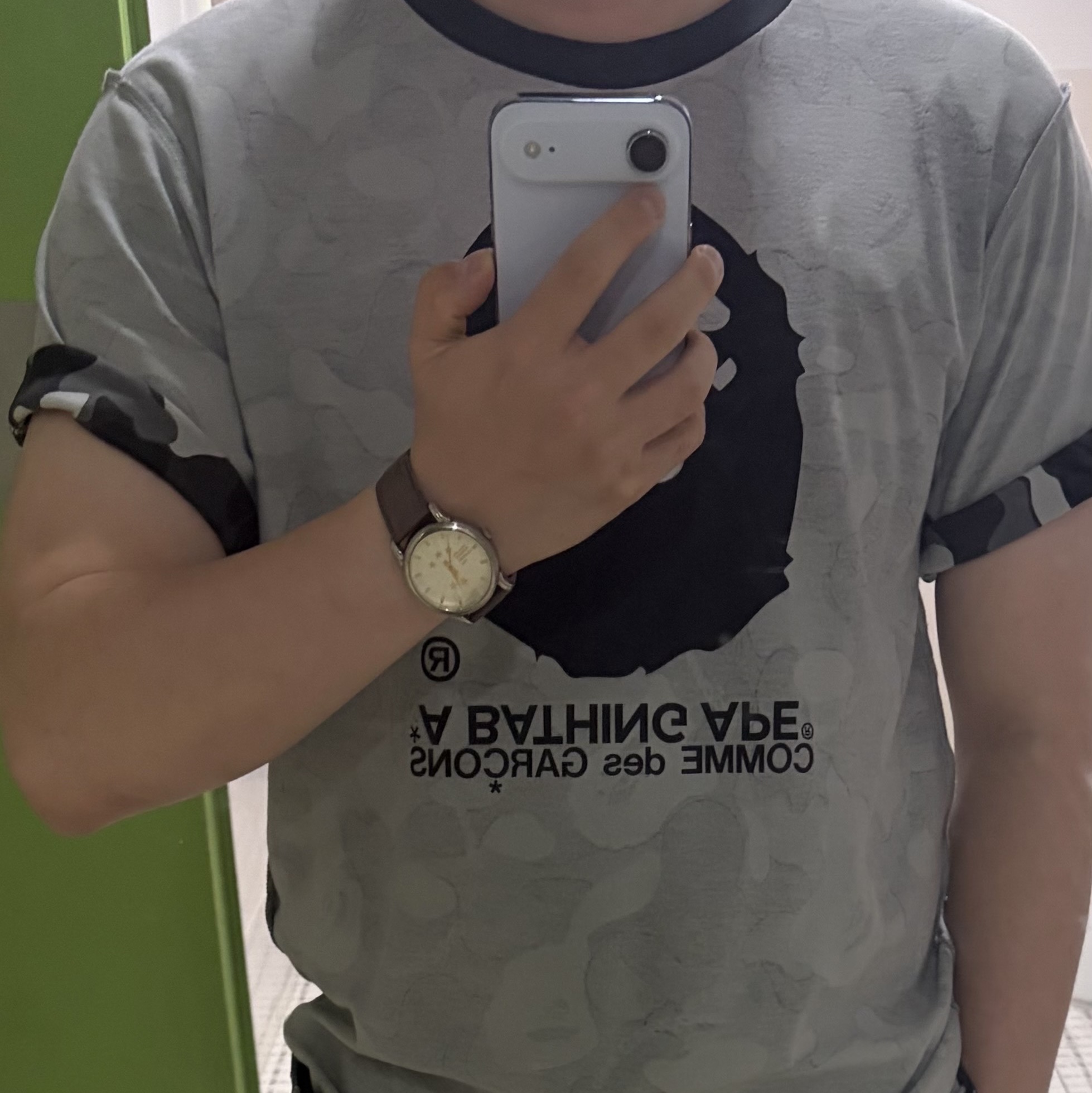 BAPE x Comme Des Garcons Osaka Camo Inside Out T-Shirt Black 착용 스타일