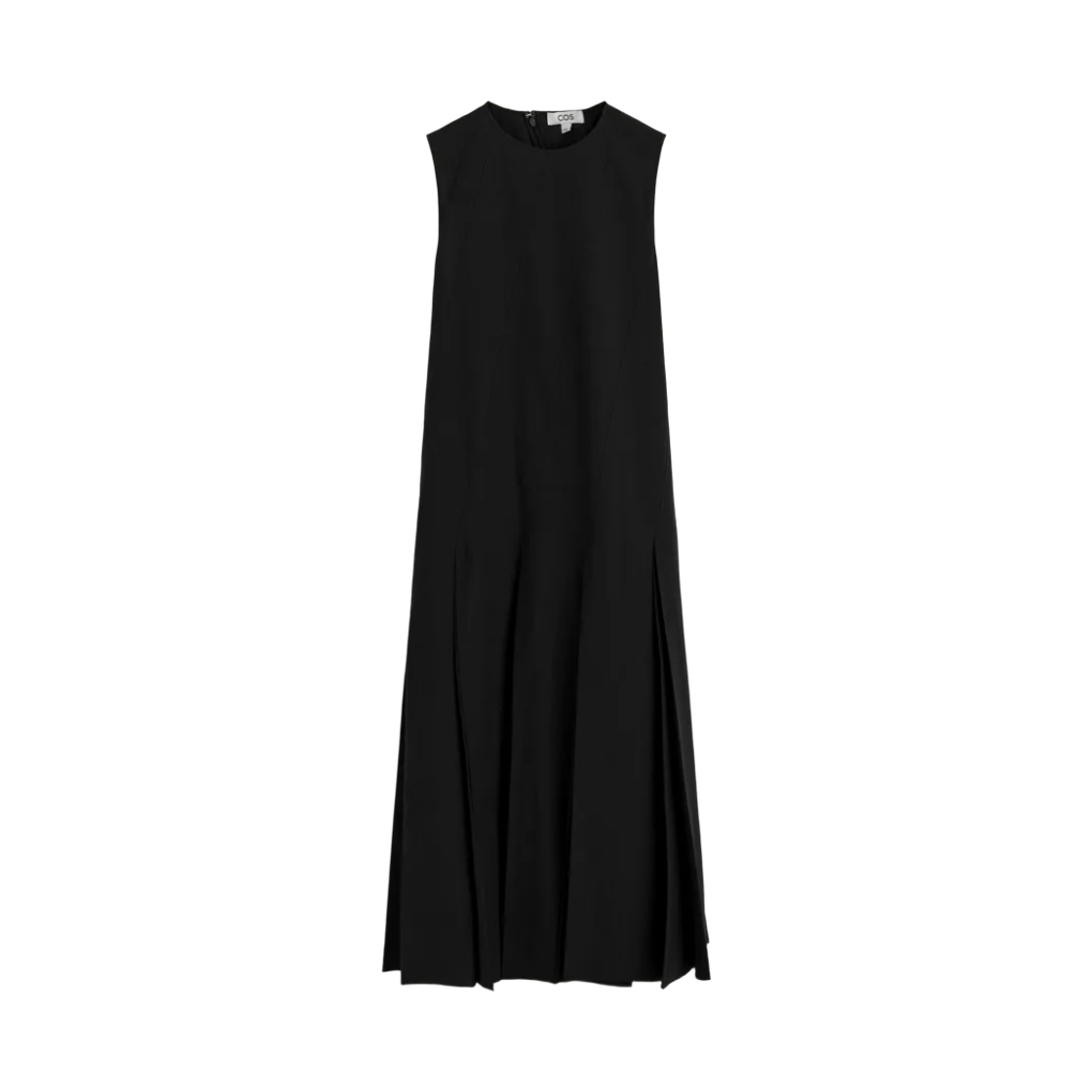 (W) 코스 플리티드 코튼 리넨 맥시 드레스 블랙((W) COS Pleated Cotton Linen Maxi Dress Black)
