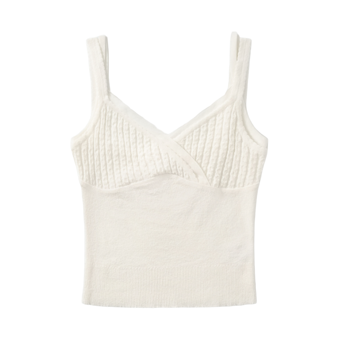 - (W) Aviemuah Layered Cable Knit Sleeveless Top Ivory