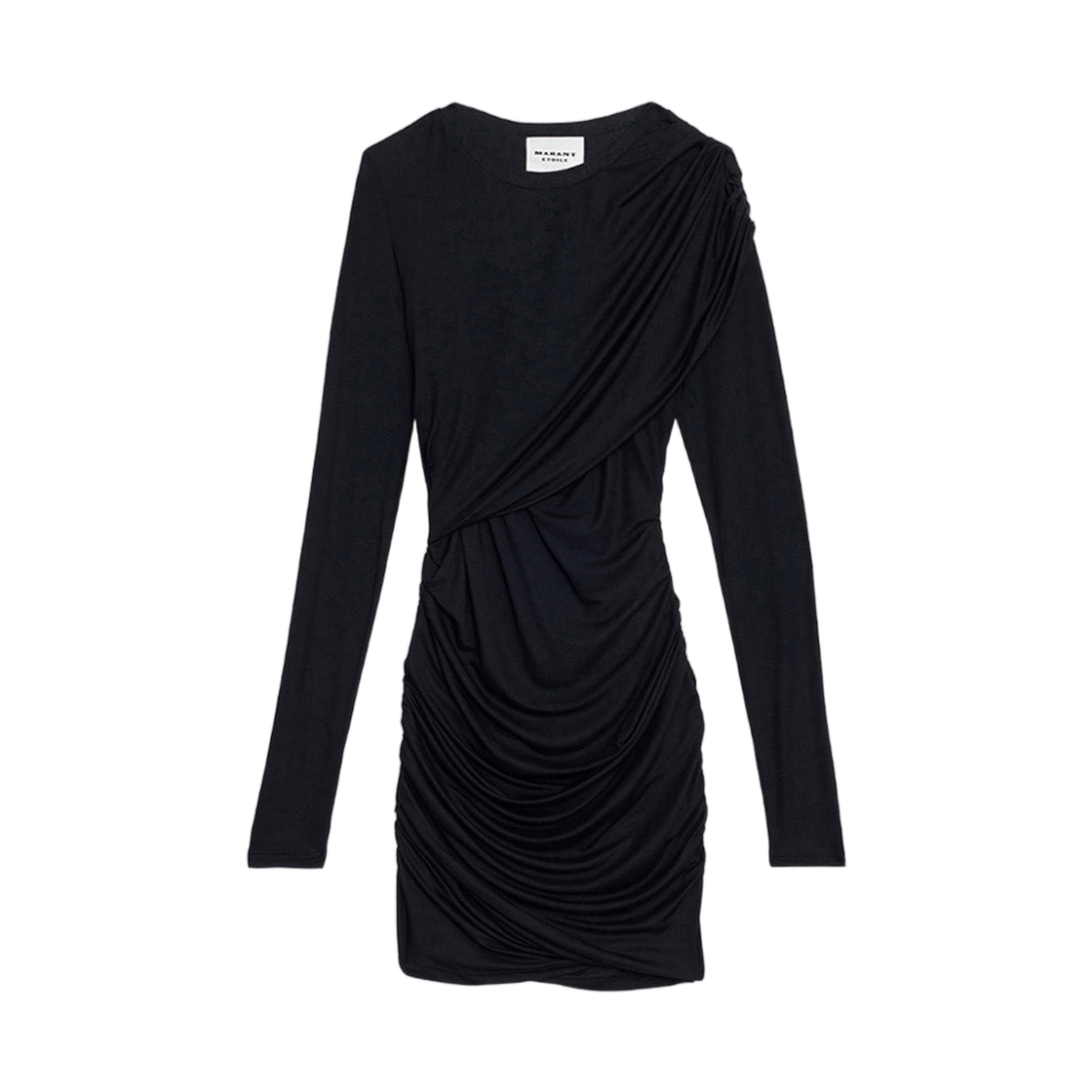 RO0842FA-C3K01E-01BK (W) Isabel Marant Denise Short Draped Jersey Dress Black