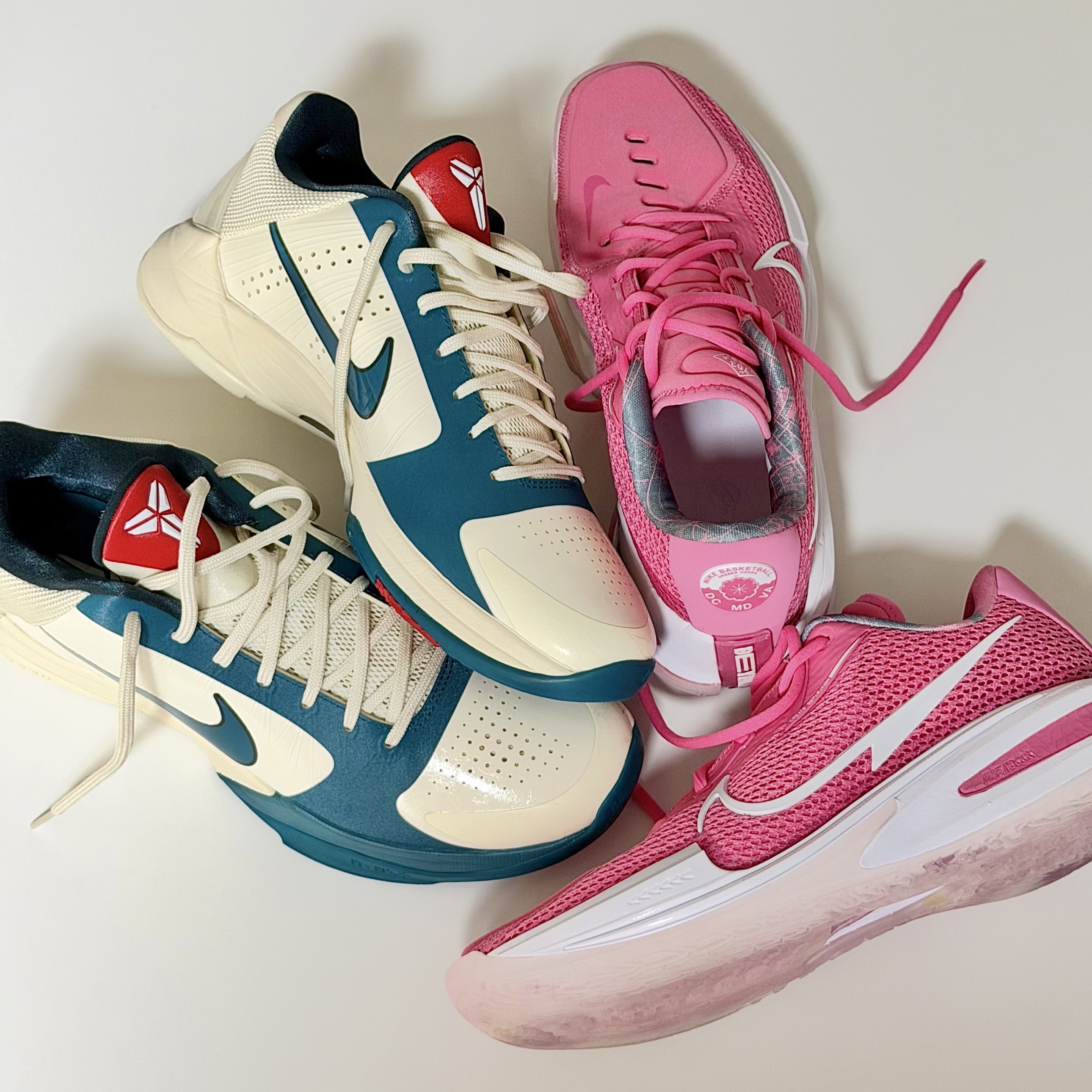 Nike x Caitlin Clark Kobe 5 Protro Coconut Milk Bright Spruce, Nike Air Zoom GT Cut Pinksicle Hyper Pink 착용 스타일