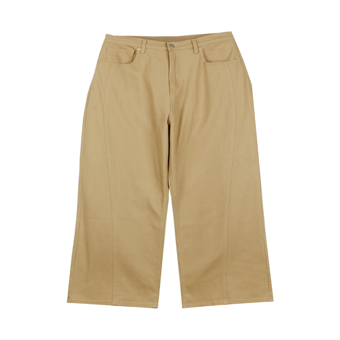 지크립 커브드 절개라인 와이드 코튼 팬츠 베이지(GCLIP Curved Incision Line Wide Cotton Pants Beige)