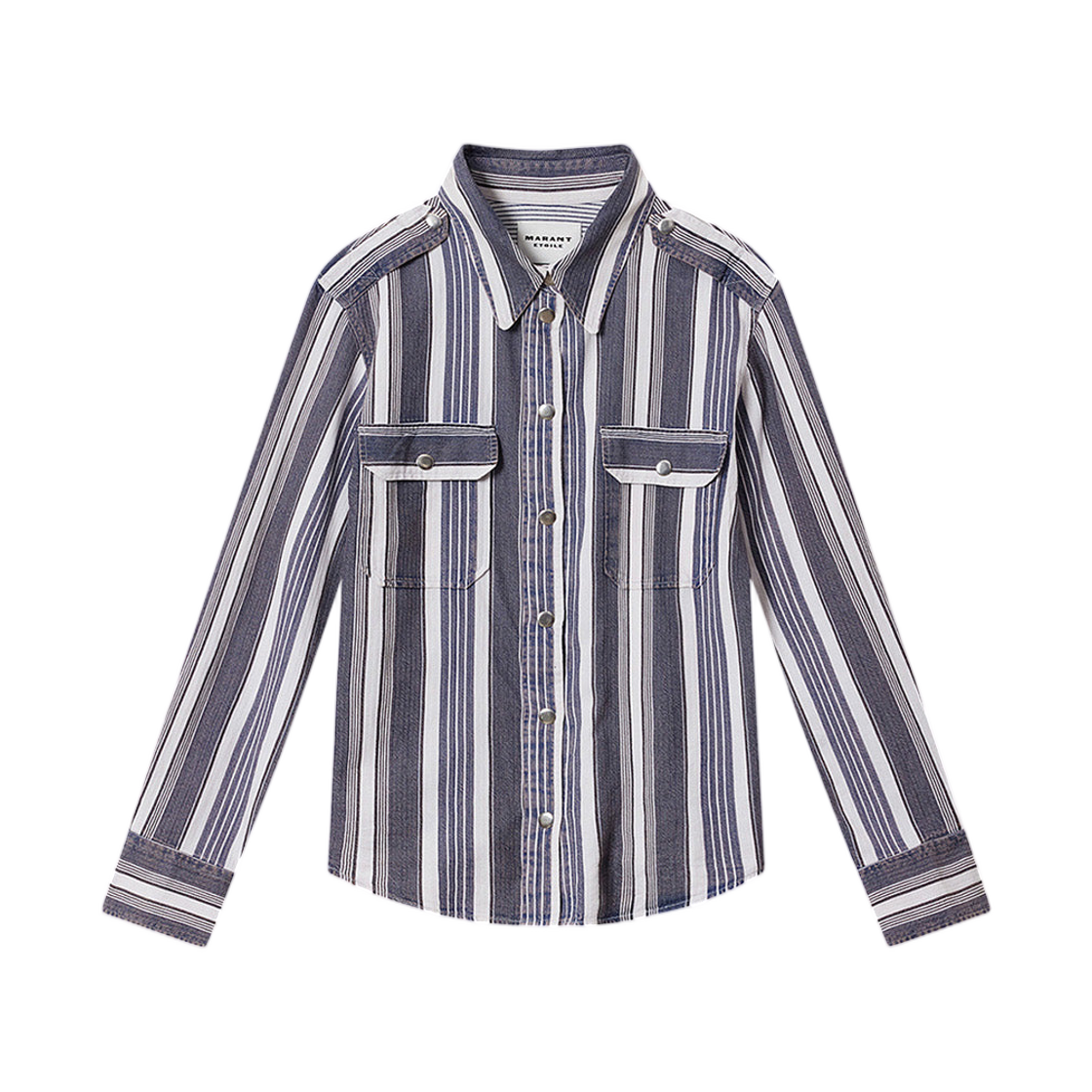 CH0299FA-D1H03E-ECBU (W) Isabel Marant Gelva Striped Summer Jacquard Shirt Ecru Blue