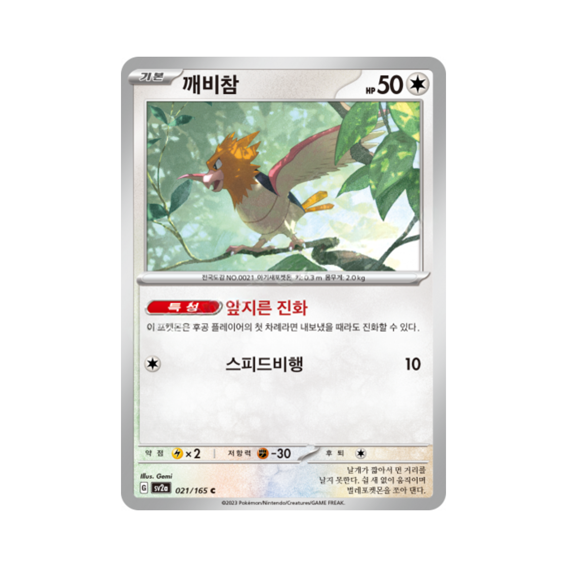 포켓몬 TCG 깨비참 C 포켓몬 카드 151 (한글판)(Pokemon TCG Spearow C Pokemon Card 151 (Korean Ver.)) - 1
