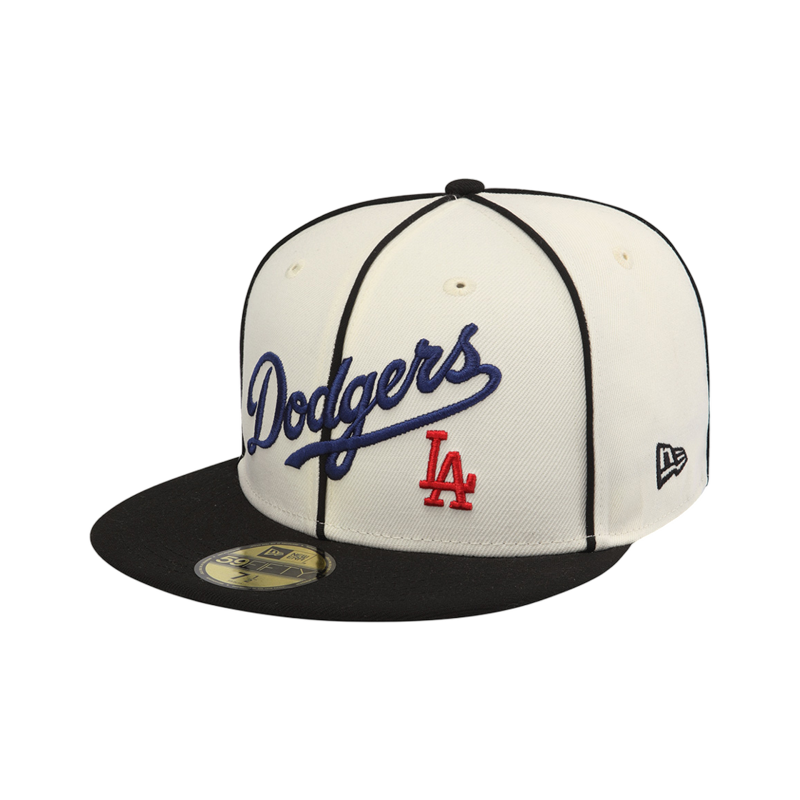 15206386 New Era MLB LA Dodgers Piping Script Fitted Cap Chrome White