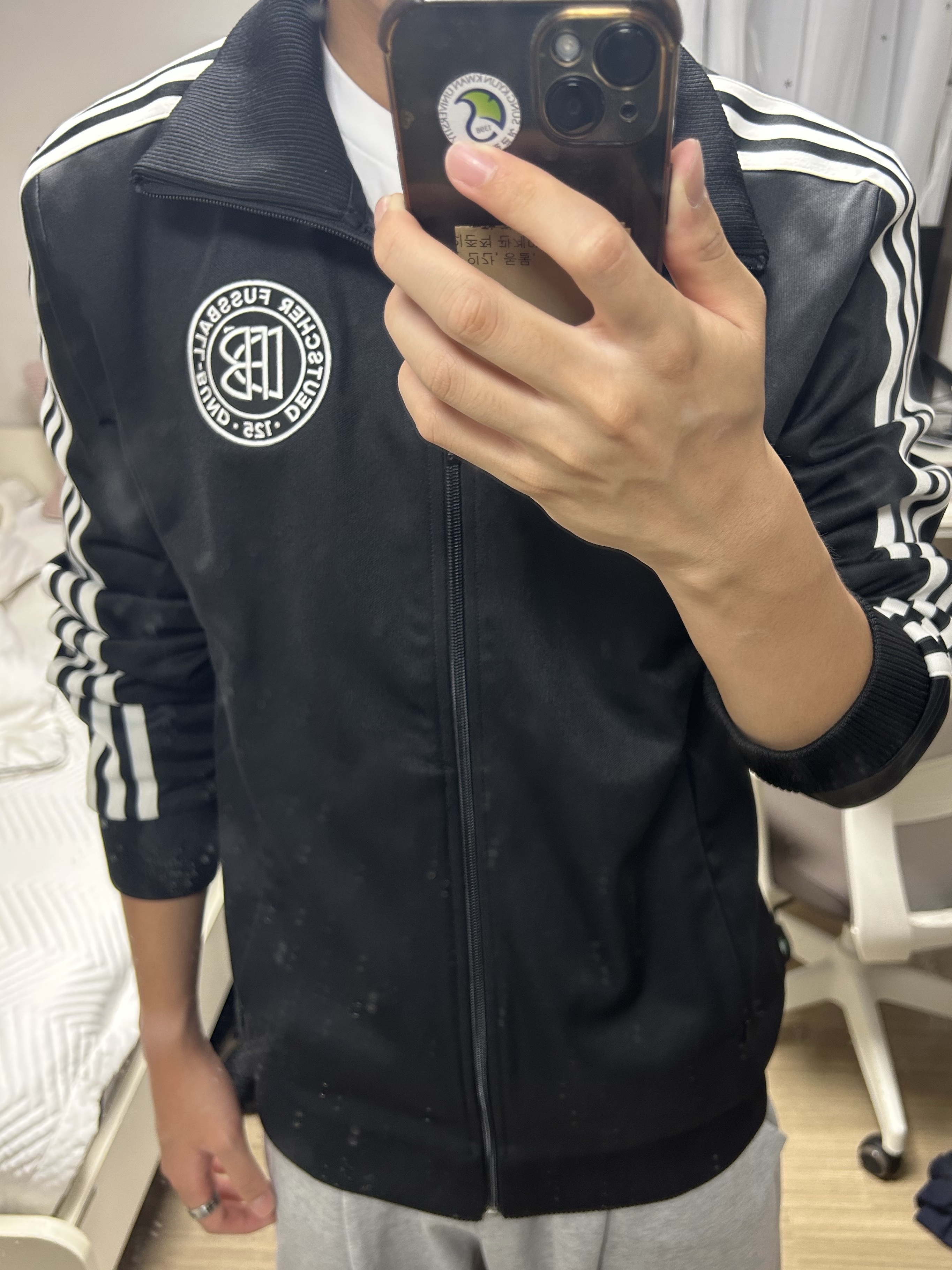 Adidas Germany 125th Anniversary Track Top Black - KR Sizing 착용 스타일 - 2