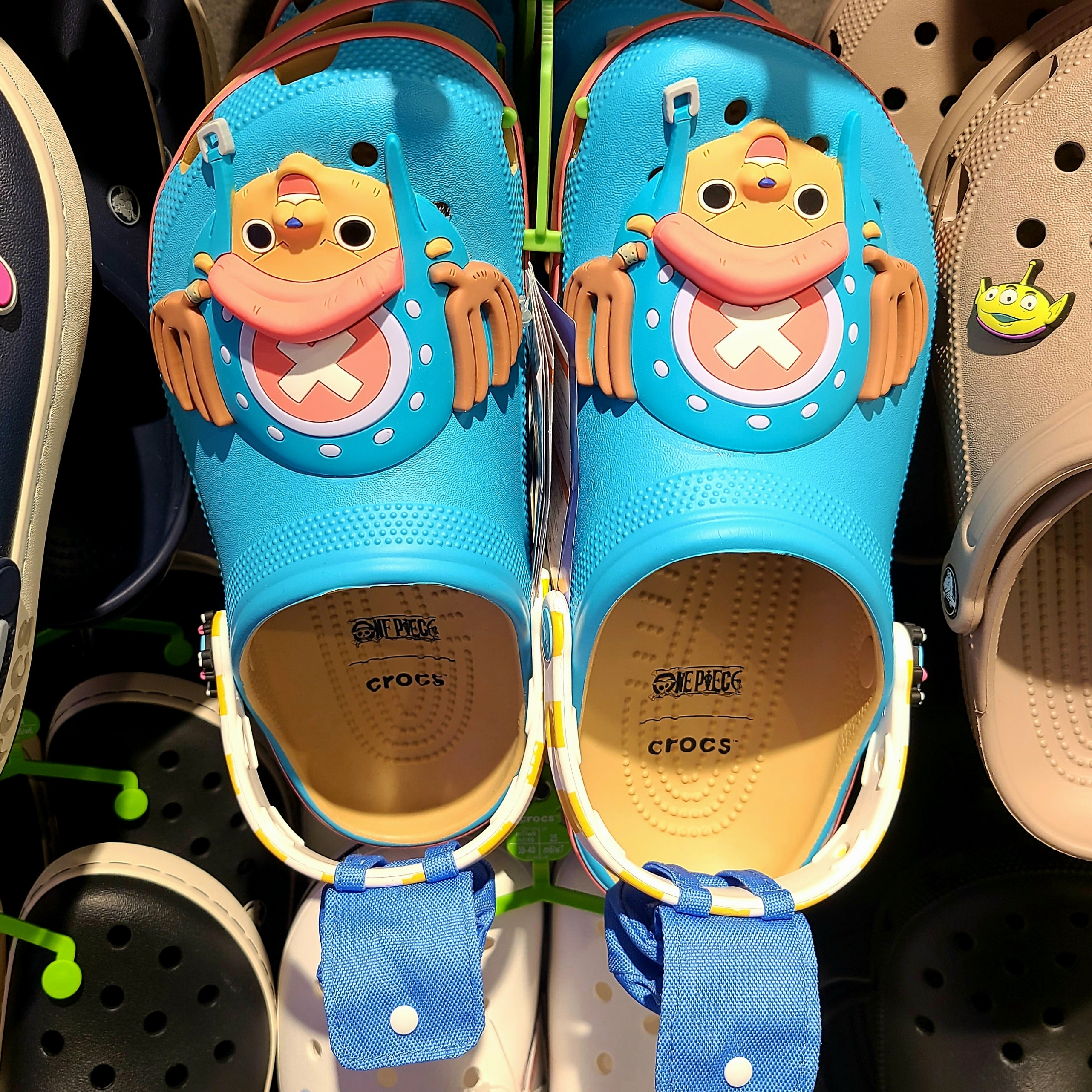 Crocs x One Piece Thousand Sunny Classic Clog Multi, Asics Jog 100 S SMU Glacier Grey Pure Silver - 2E Wide 착용 스타일 - 3