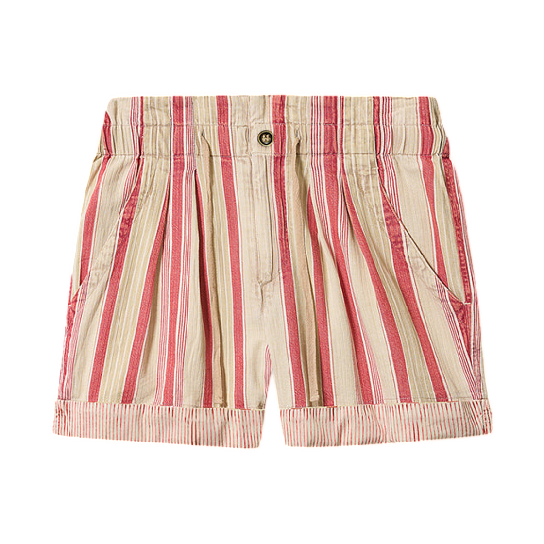 SH0256FC-D1H03E-BERD (W) Isabel Marant Nirma Cotton and Linen Canvas Shorts Beige Red
