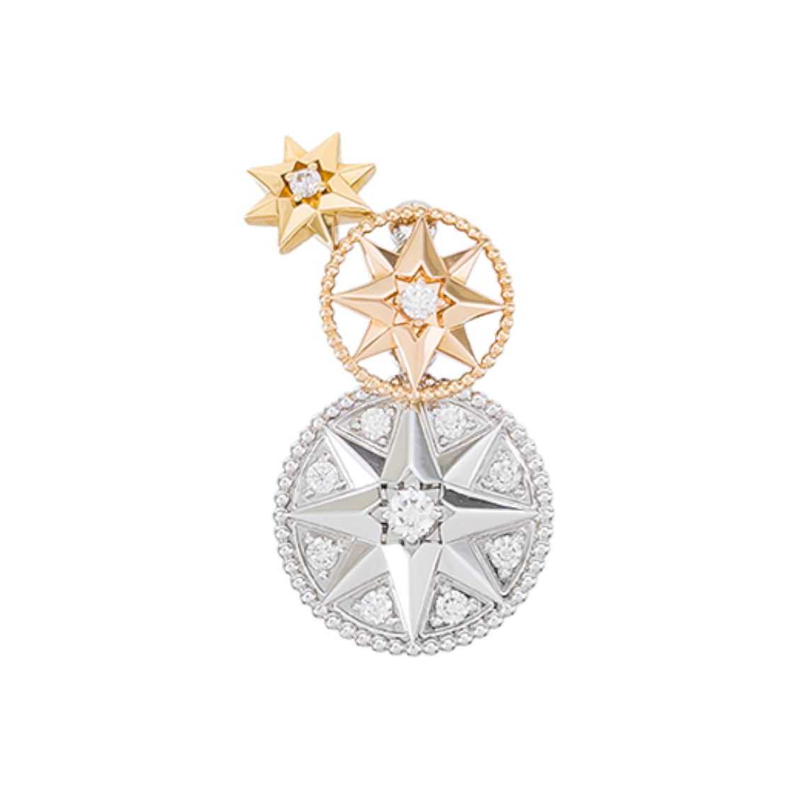 ITP9CD5IBBKP Dior Rose des Vents Single Earring in 18K White & Pink & Yellow Gold Diamonds (6ET1058)