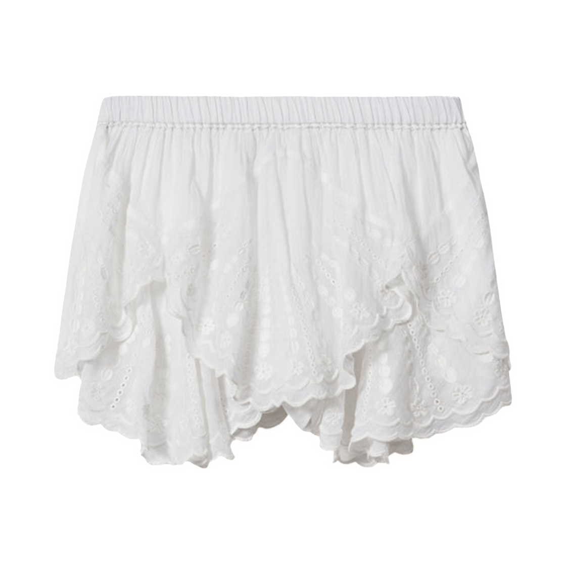 SH0329FA-D3J10E-20WH (W) Isabel Marant Layale Embroidered Cotton Voile Shorts White