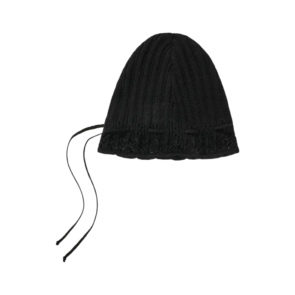- Aviemuah Lace Scallop Knit Beanie Black