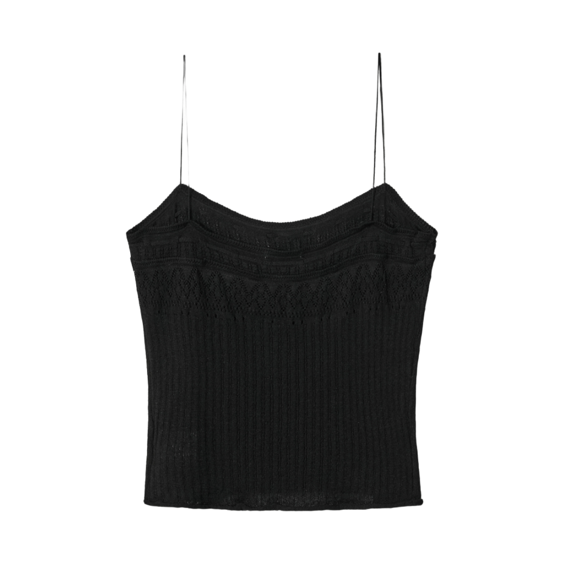 (W) 아비에무아 레이스 스칼럽 니트 슬리브리스 블랙((W) Aviemuah Lace Scallop Knit Sleeveless Black) - 2
