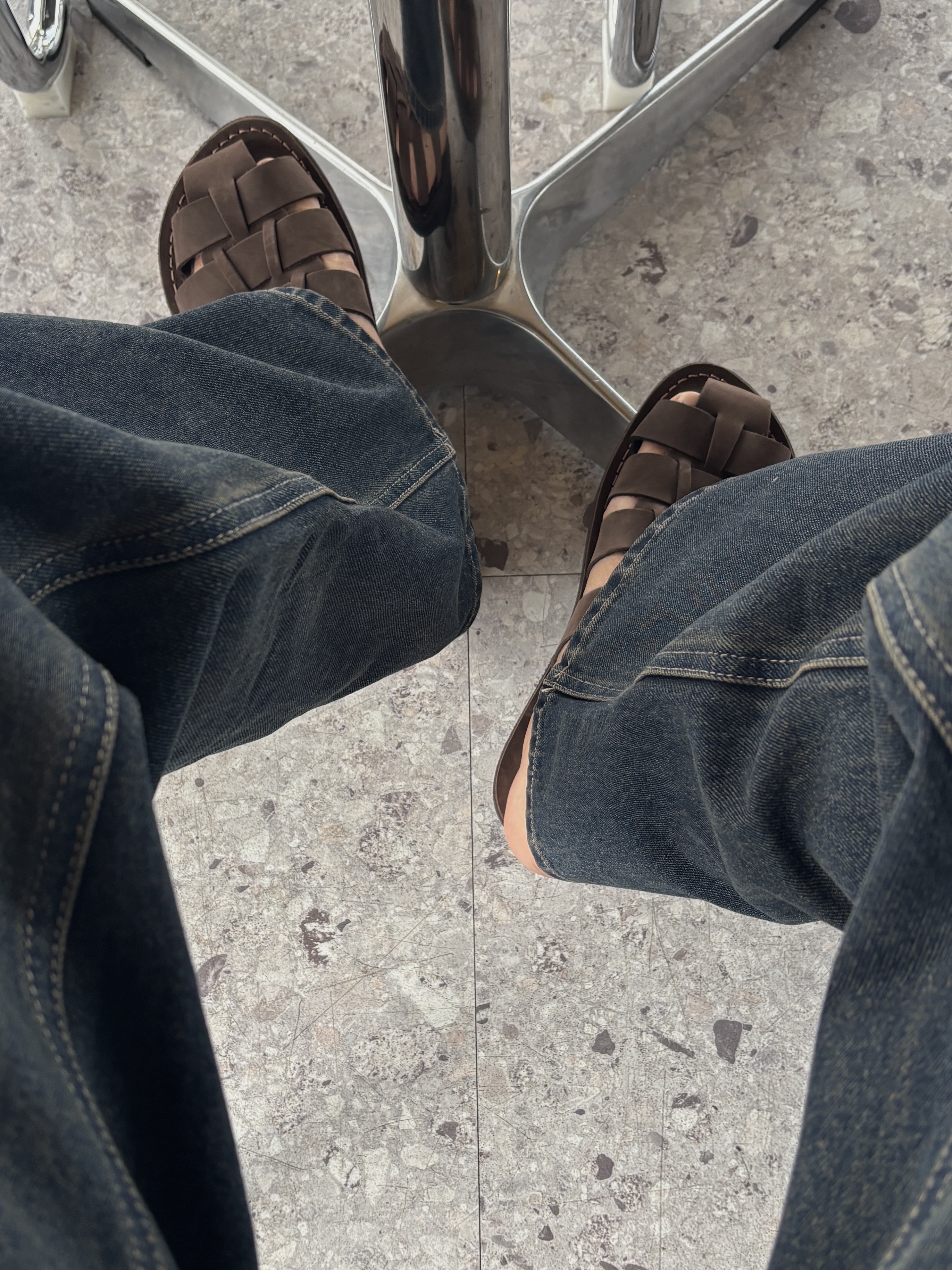 JERUSALEM SANDALS 1063NN Michael Slide Brown 착용 스타일 - 4