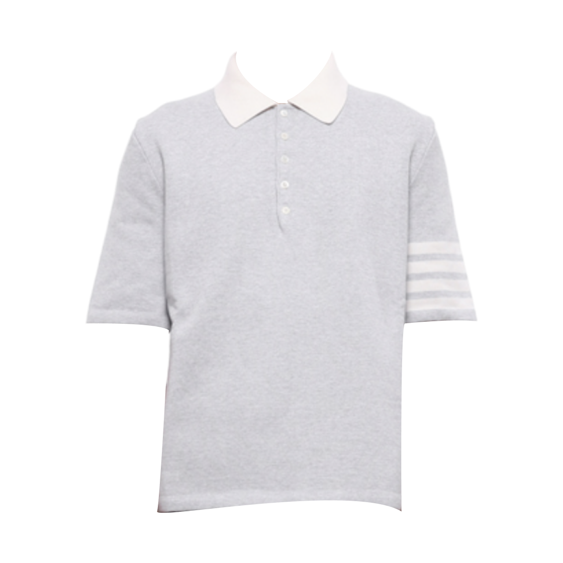 MKP158A-Y3043-058 Thom Browne Crest Intarsia Jacquard 4-Bar Rugby Fit Polo Pale Grey
