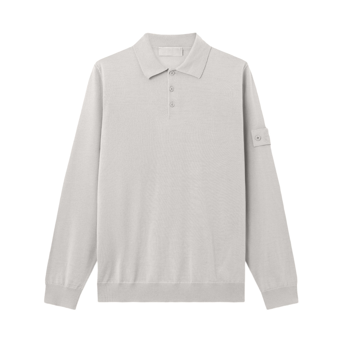 L1S1551000-76S00FC-V0064 Stone Island 5100076 Light Pure RWS Wool_S.I. Ghost Regular-Fit Long-Sleeve Polo with Ribbed Trims Dust Grey - 26SS