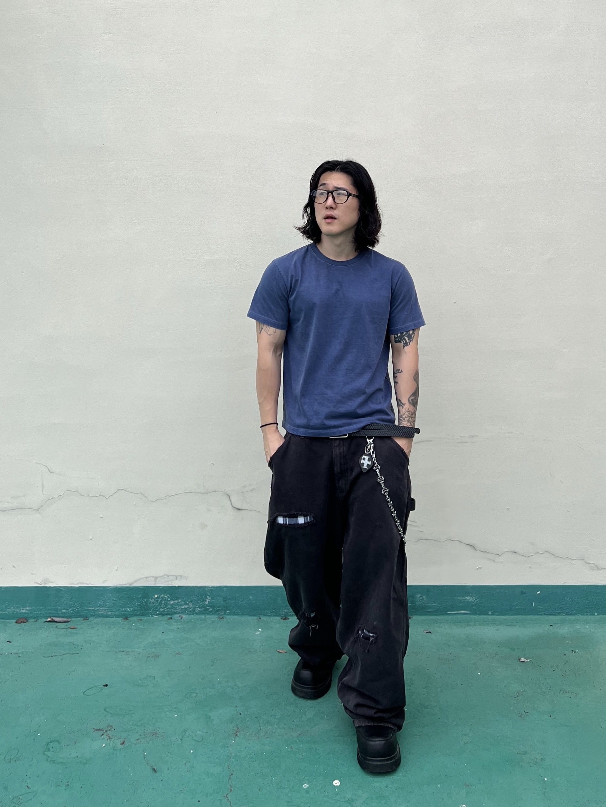 Epr. Layer Double Strap Belt, Mu.Go Gashapon Basic Logo Drawers Black & Random 착용 스타일 - 5