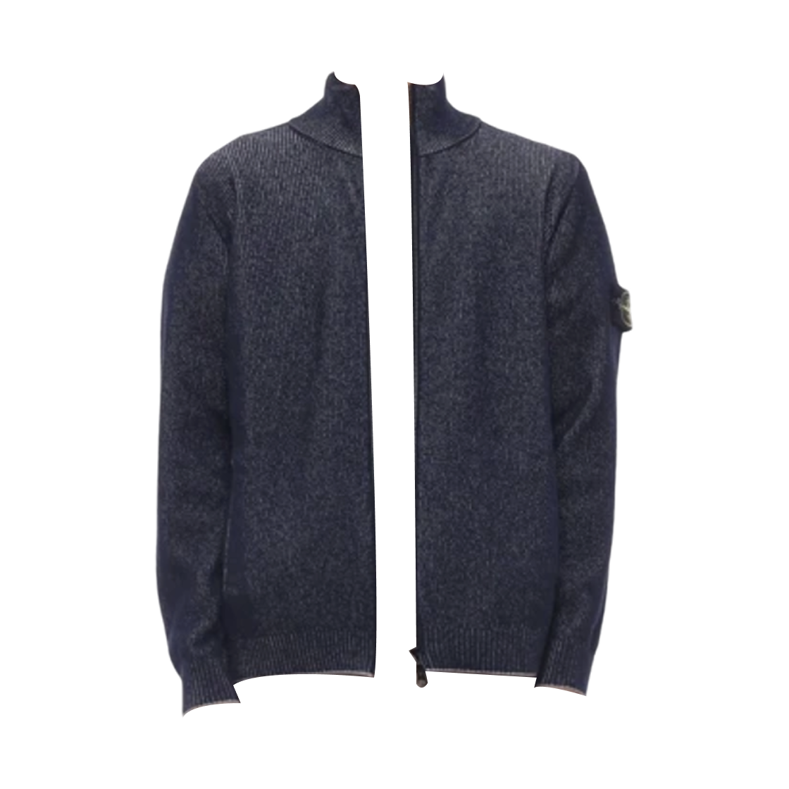 L1S1551000-34S0N12-V0M20 Stone Island 5100034 Plated Rib Cotton Boucle Loose Fit Zip Up Jumper with Raglan Sleeve Blue Melange - 26SS