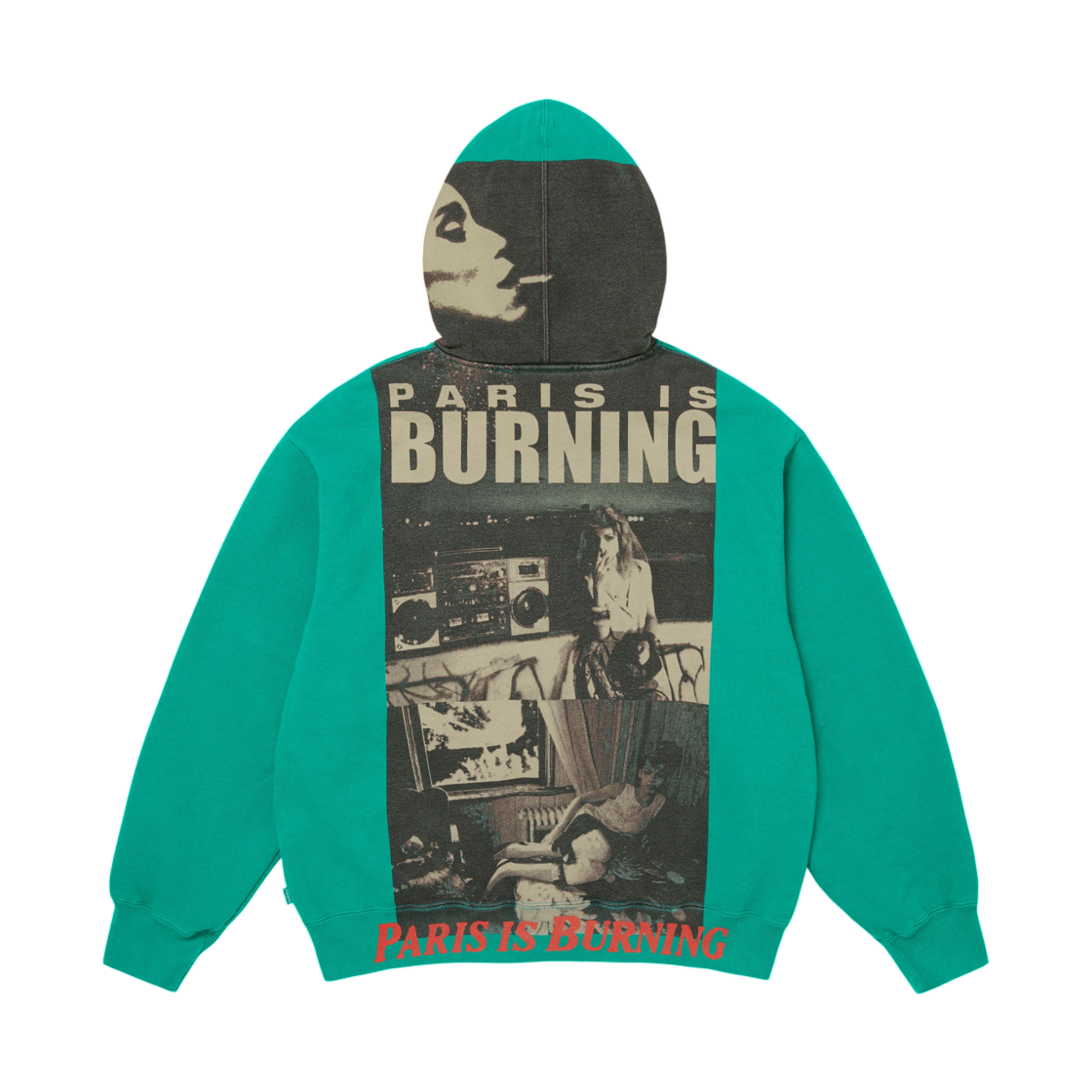 - Supreme Paris Is Burning Zip Up Hooded Sweatshirt Teal - 26SS