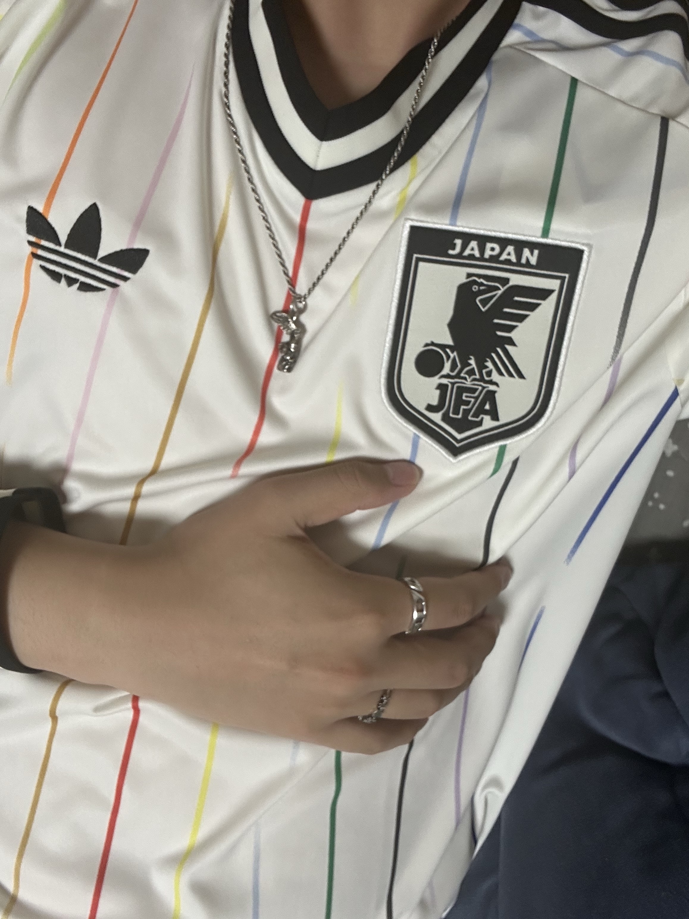 Adidas Japan 2026 Away Long Sleeve Jersey Off White Black - KR Sizing (Non Marking Ver.) 착용 스타일 - 2
