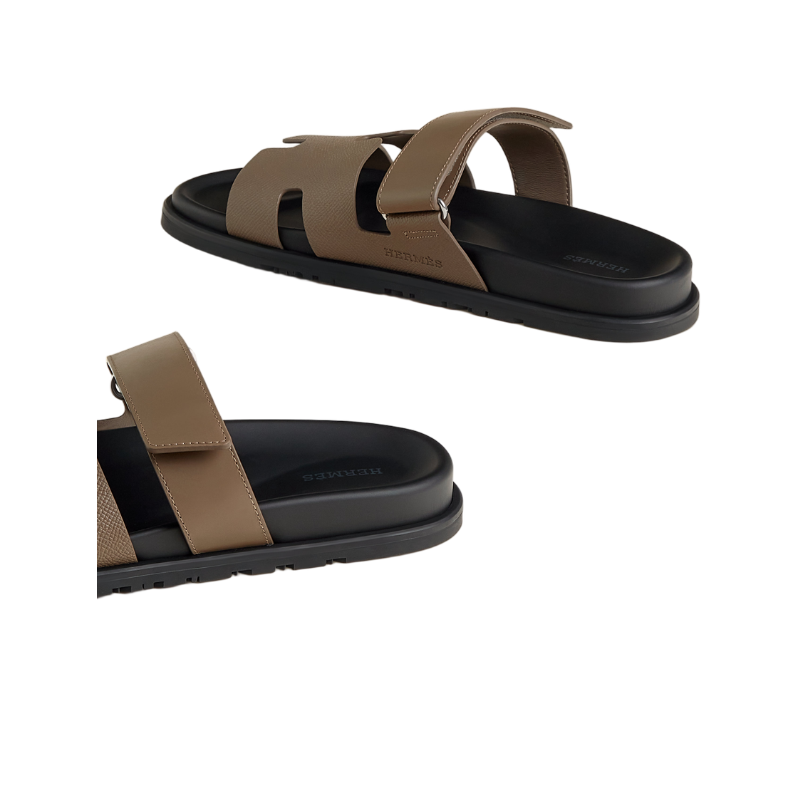 에르메스 시프레 샌들 스웨이드 고트스킨 셔링 & 에뚜쁘(Hermes Chypre Sandal Suede Goatskin Shearling & Etoupe) - 4