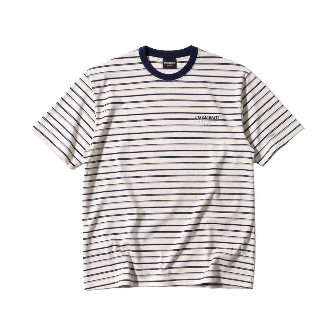 큐티에잇 가먼츠 스트라이프 심플 로고 워시드 티 아이보리(QT8 GARMENTS Stripe Simple Logo Washed Tee Ivory) - 1