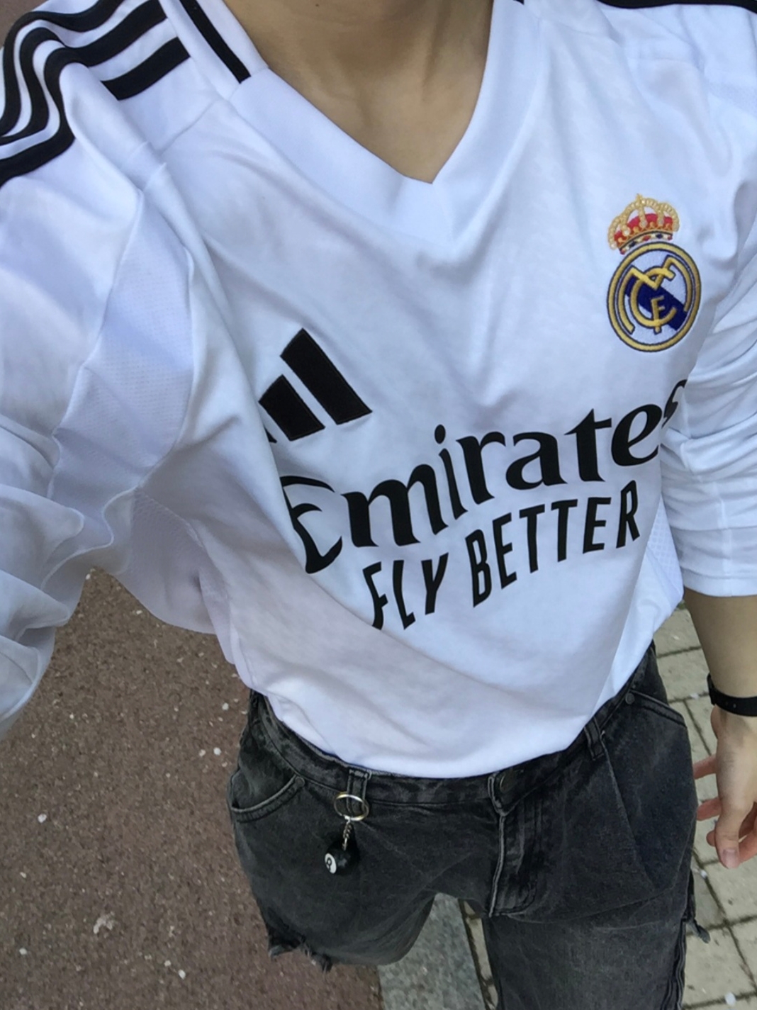 Adidas Real Madrid 2024/25 Home Long Sleeve Jersey White - KR Sizing (Non Marking Ver.) 착용 스타일