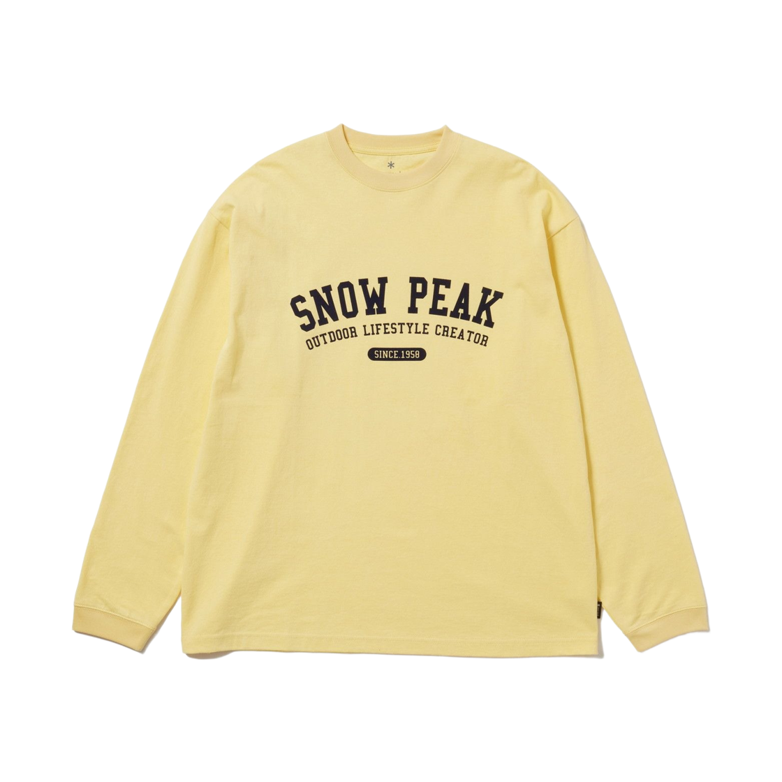 스노우 피크 바시티 로고 롱슬리브 티셔츠 옐로우(Snow Peak Varsity Logo Long Sleeve T-Shirt Yellow)