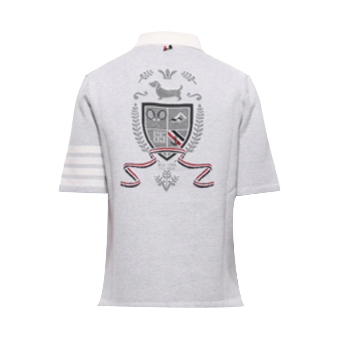 톰브라운 크레이프 인타르시아 자카드 사선 럭비 핏 폴로 페일 그레이(Thom Browne Crest Intarsia Jacquard 4-Bar Rugby Fit Polo Pale Grey) - 2