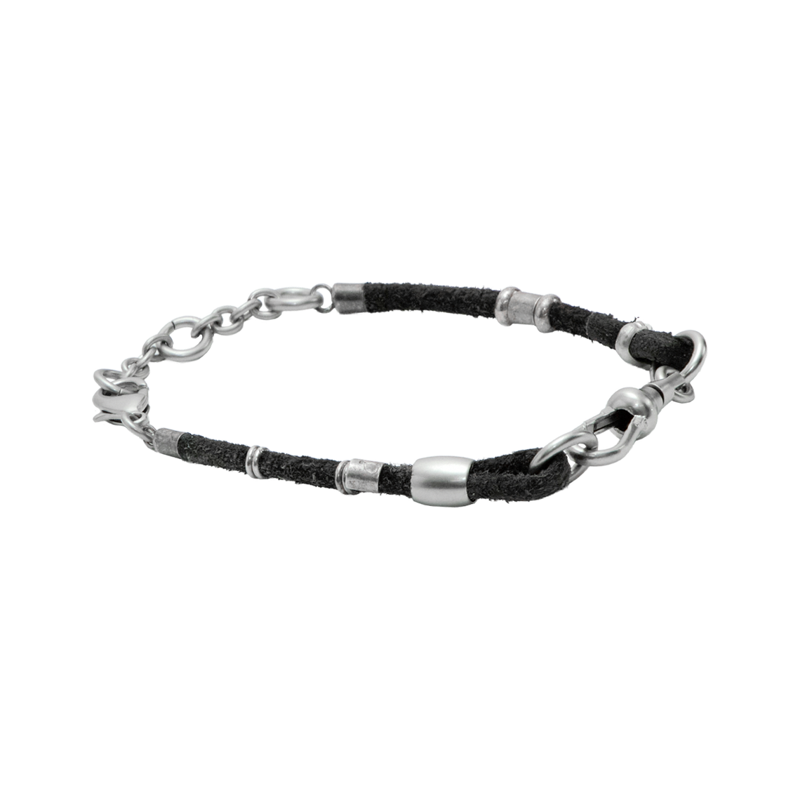 폴리테루 싱글 스트랜드 레더 브레이슬릿 차콜(Polyteru Single Strand Leather Bracelet Charcoal)
