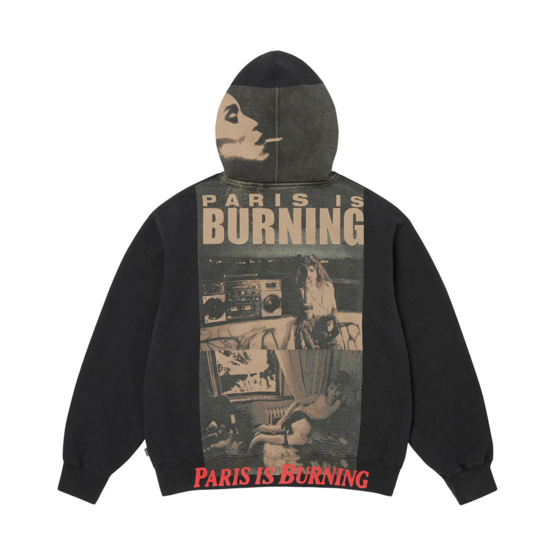 - Supreme Paris Is Burning Zip Up Hooded Sweatshirt Black - 26SS