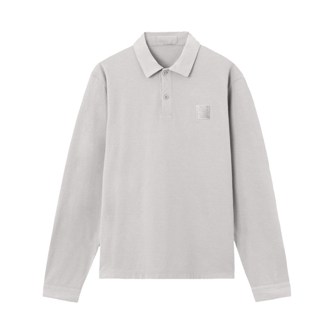 L1S1522000-04S0F11-V0064 Stone Island 2200005 Organic Cotton Jersey Crepe_S.I. Ghost Slim-Fit Long-Sleeve Polo Shirt with Tonal Compass Patch Dust Grey - 26SS