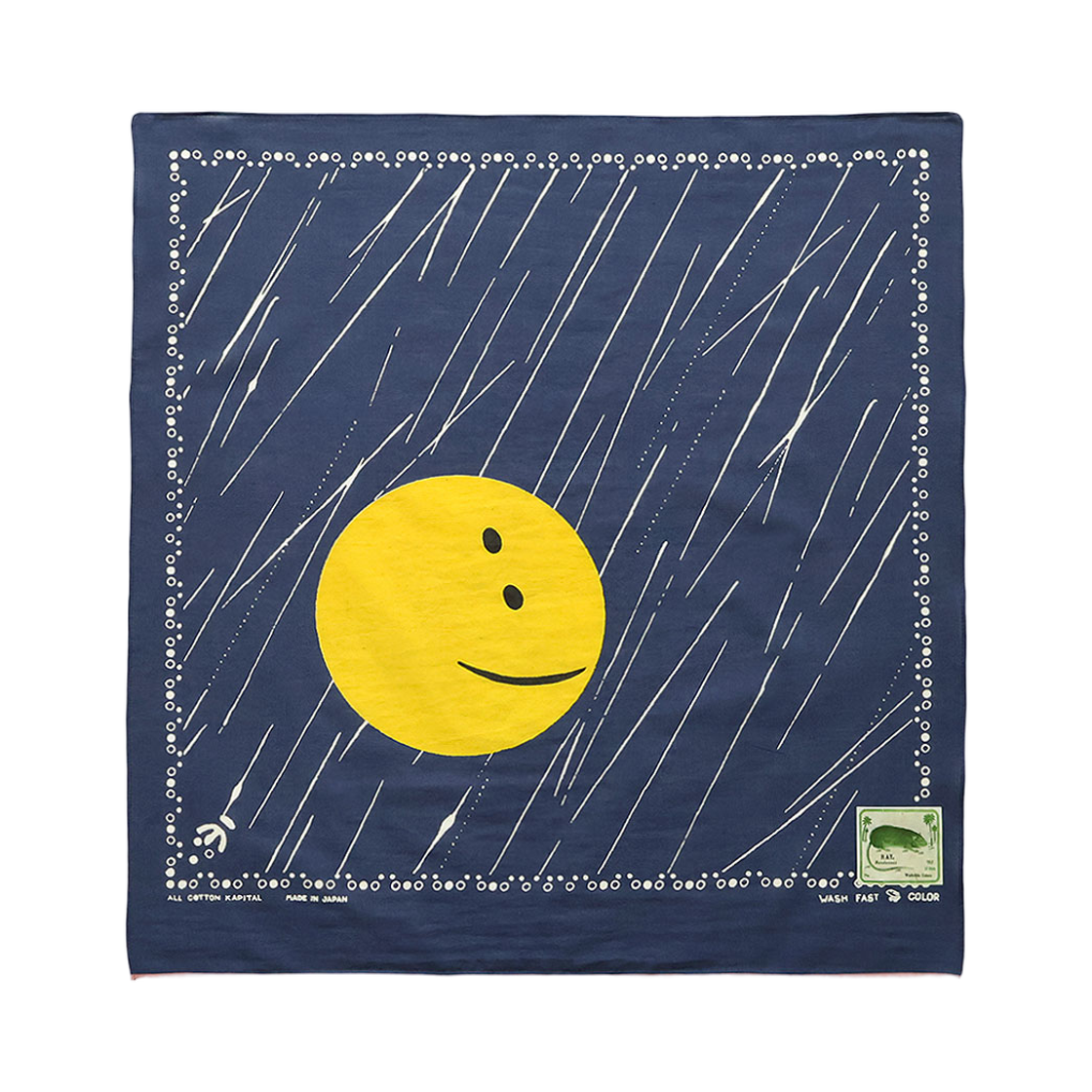 EK-1445 Kapital Fastcolor Selvedge Bandana Profile Rainbowy Navy