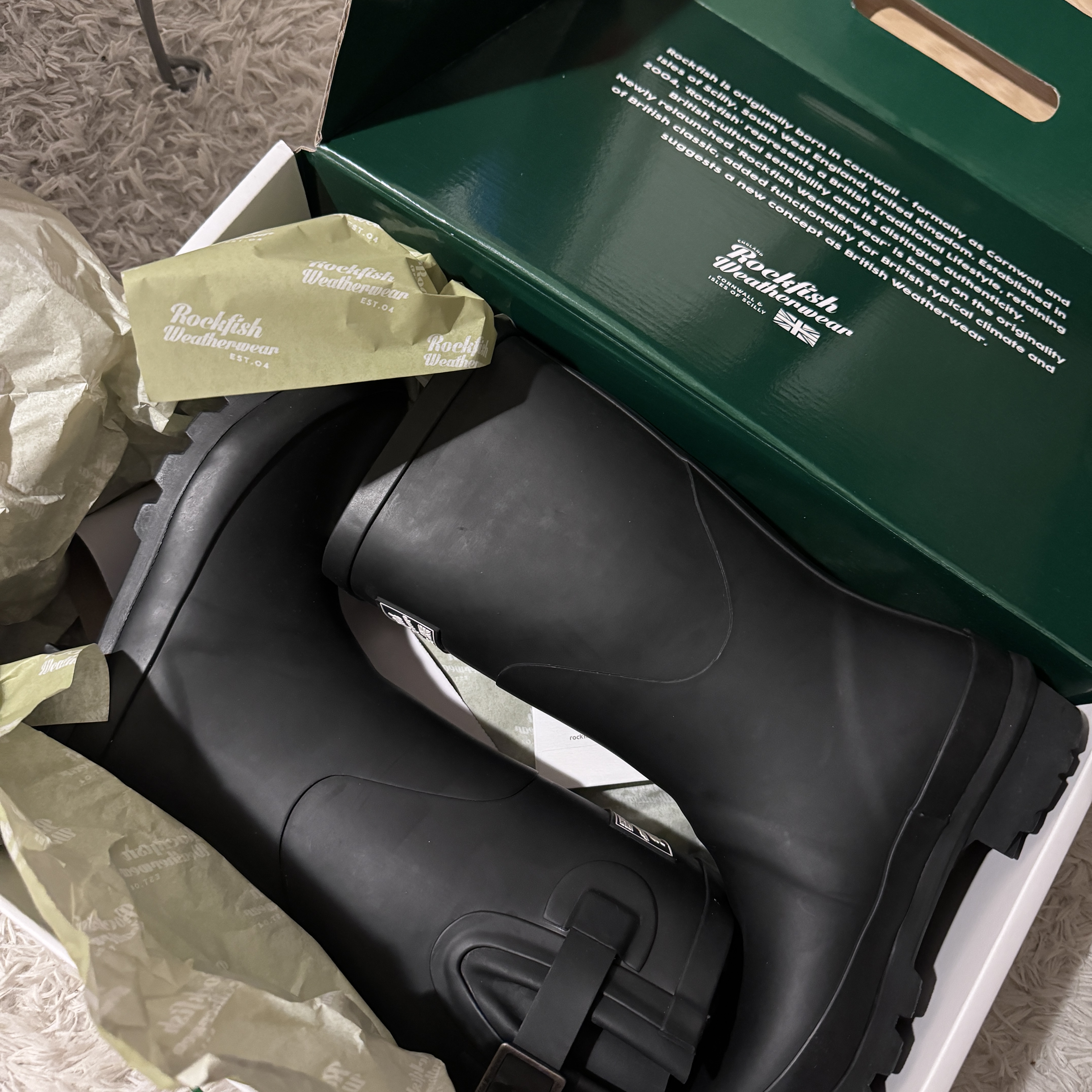 (W) Rockfishweatherwear Original Short Rain Boots Black 착용 스타일 - 1