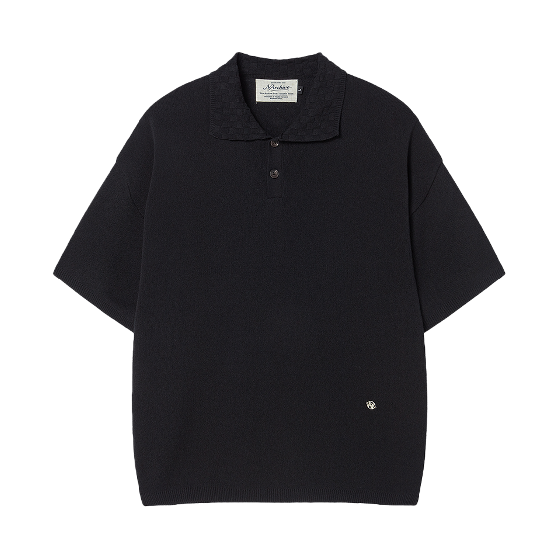 엔 아카이브 위빙 카라 디테일 코튼 니트 블랙(N ARCHIVE Weaving Collar Detail Cotton Knit Black) - 1